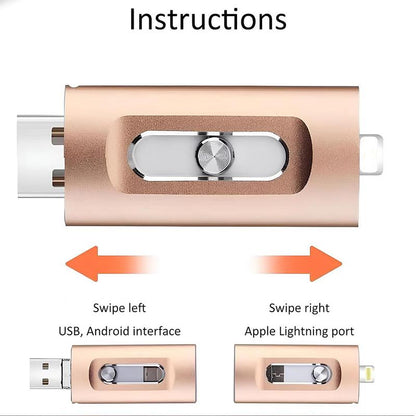 3-in-1 Photo Stick | Free Up Phone Space, Backup Photos/Videos to USB Drive for iPhone, Android, PC