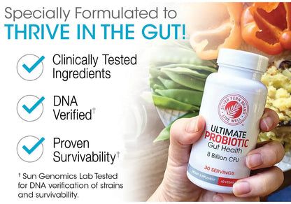 Ultimate Probiotic 8 Billion CFU – Spore-Forming, Shelf-Stable, Vegan Gut Health Supplement – 60 Capsules