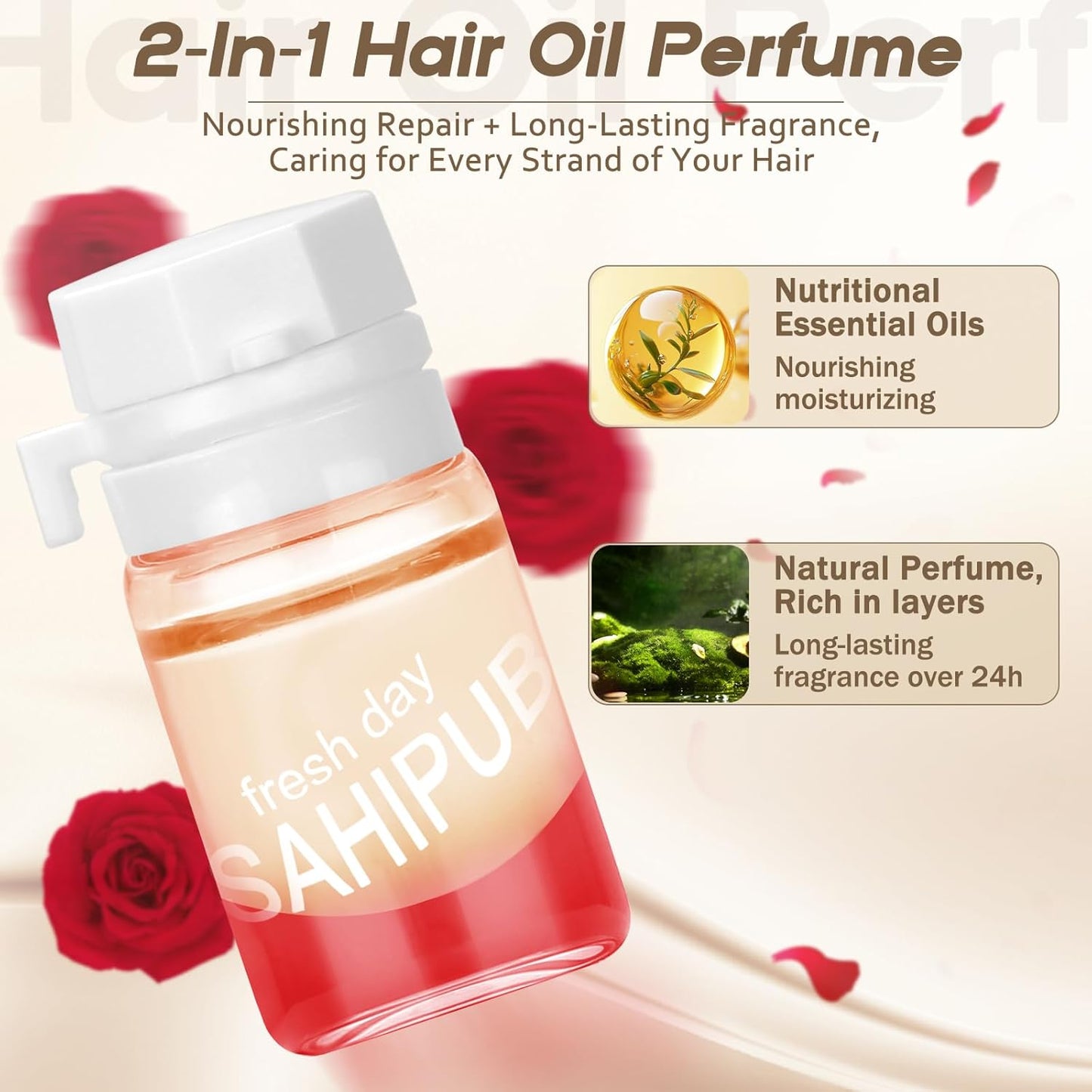 40 Pcs Hair Oil Perfume - Essence Oil & Hair Perfume 2 in 1 for Frizz Dry Damaged.Long Lasting Scented, 1.83 fl oz