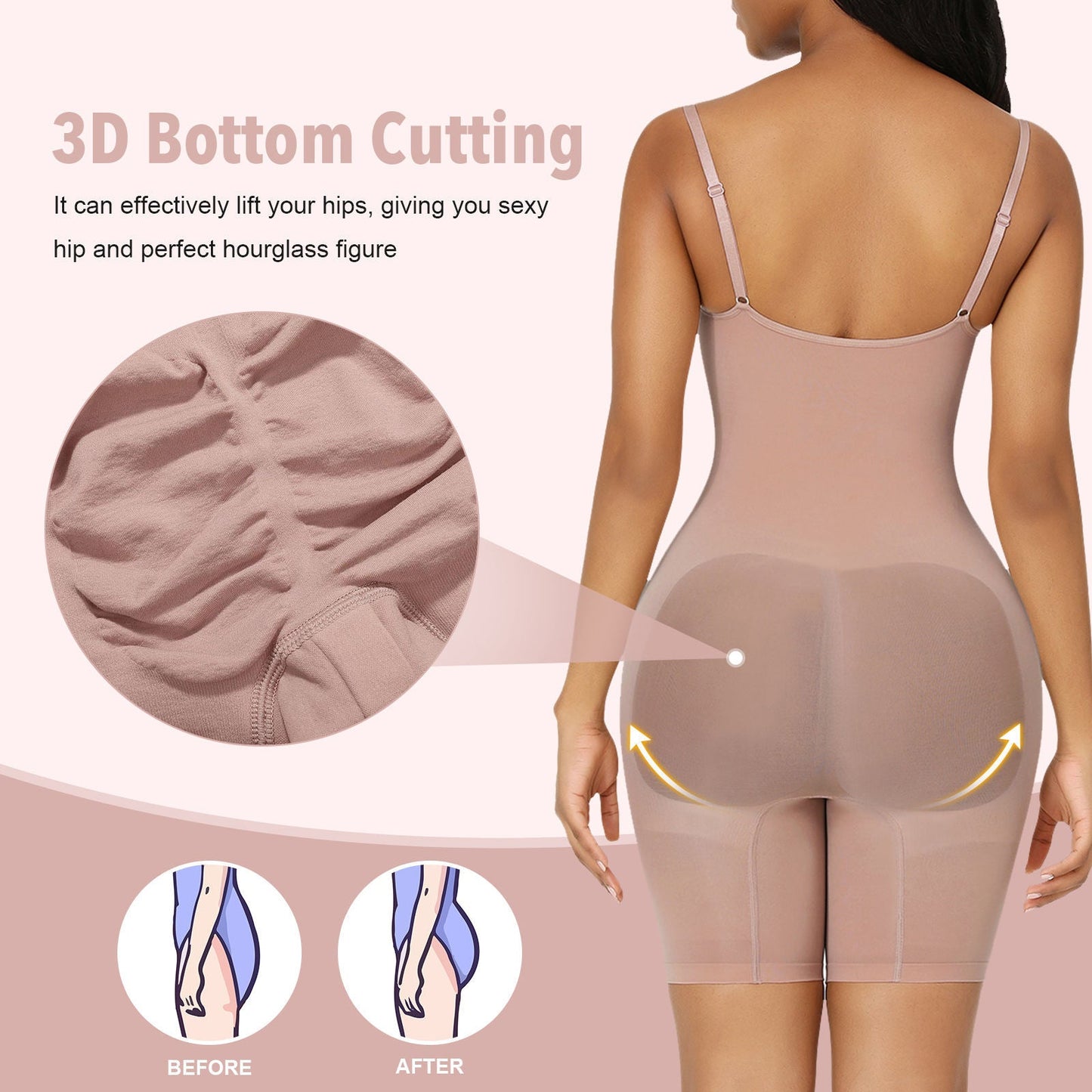 Tummy Control Bodysuit with Butt Lifting Shapewear for Women | FeelinGirl Seamless Spaghetti Strap Bodysuit
