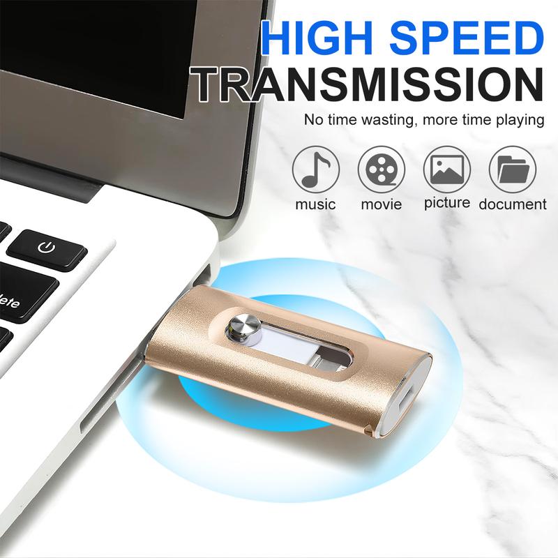 3-in-1 Photo Stick | Free Up Phone Space, Backup Photos/Videos to USB Drive for iPhone, Android, PC