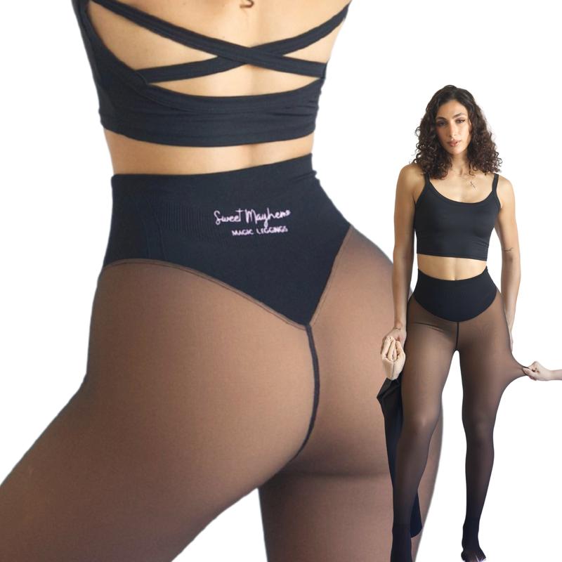 UPGRADED: Magic Fleece-Lined Leggings with Compression Waist & One-Seam Design | XXS-3XL in 4 Shades