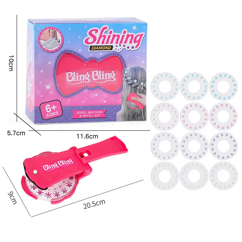 Glitter Diamond Styling Tools Hair Gemstone Styling Set + 180 colorful gemstones , No Heat Required Hair Styling Accessories