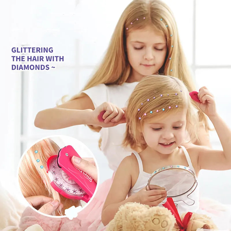 Glitter Diamond Styling Tools Hair Gemstone Styling Set + 180 colorful gemstones , No Heat Required Hair Styling Accessories