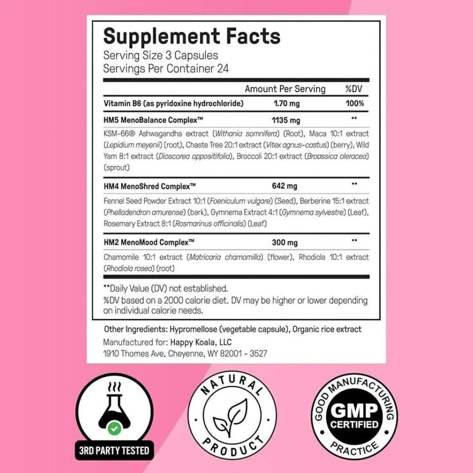 Happy Mammoth Hormone Harmony Menopause Weight Loss 72 Vegan Caps