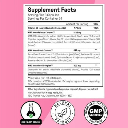Happy Mammoth Hormone Harmony Menopause Weight Loss 72 Vegan Caps