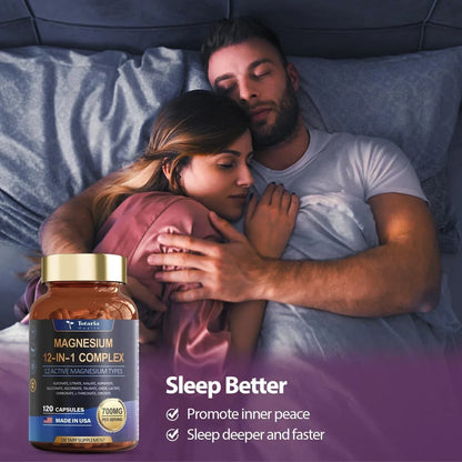 Magnesium 12 in 1 Complex 700mg - Glycinate Citrate Malate Taurate